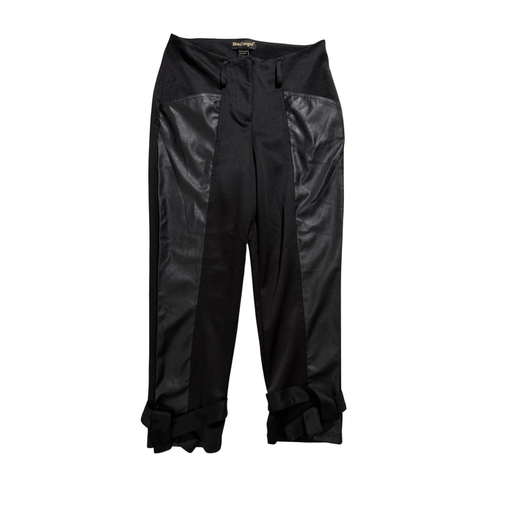 Like an Angel Faux Leather Pants Black Womens Medium High Rise Tie Ankle